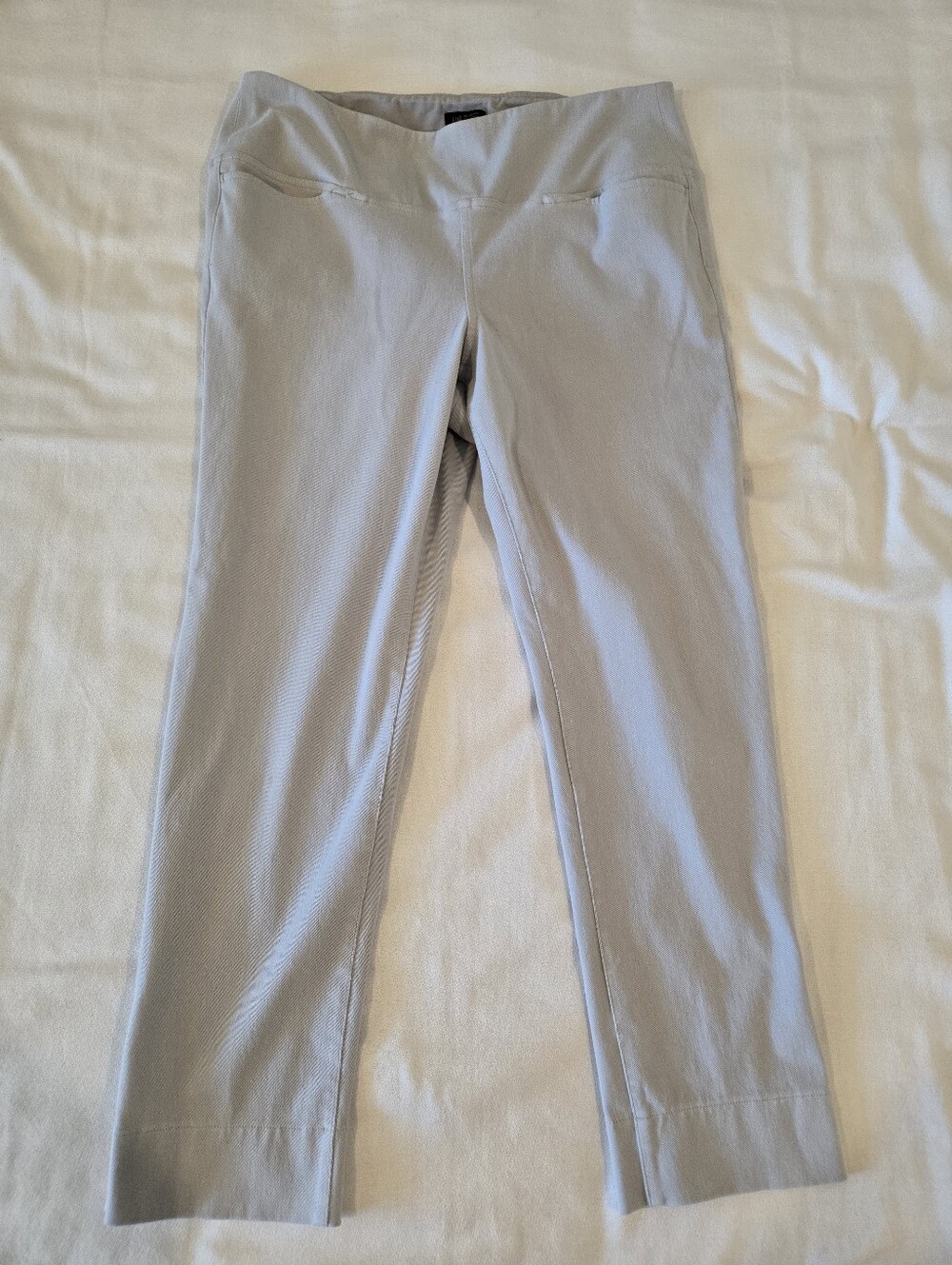 J. Jill Wearever Smooth Fit Knit Jeans Size Large Light Gray Pull On Ankle Pants